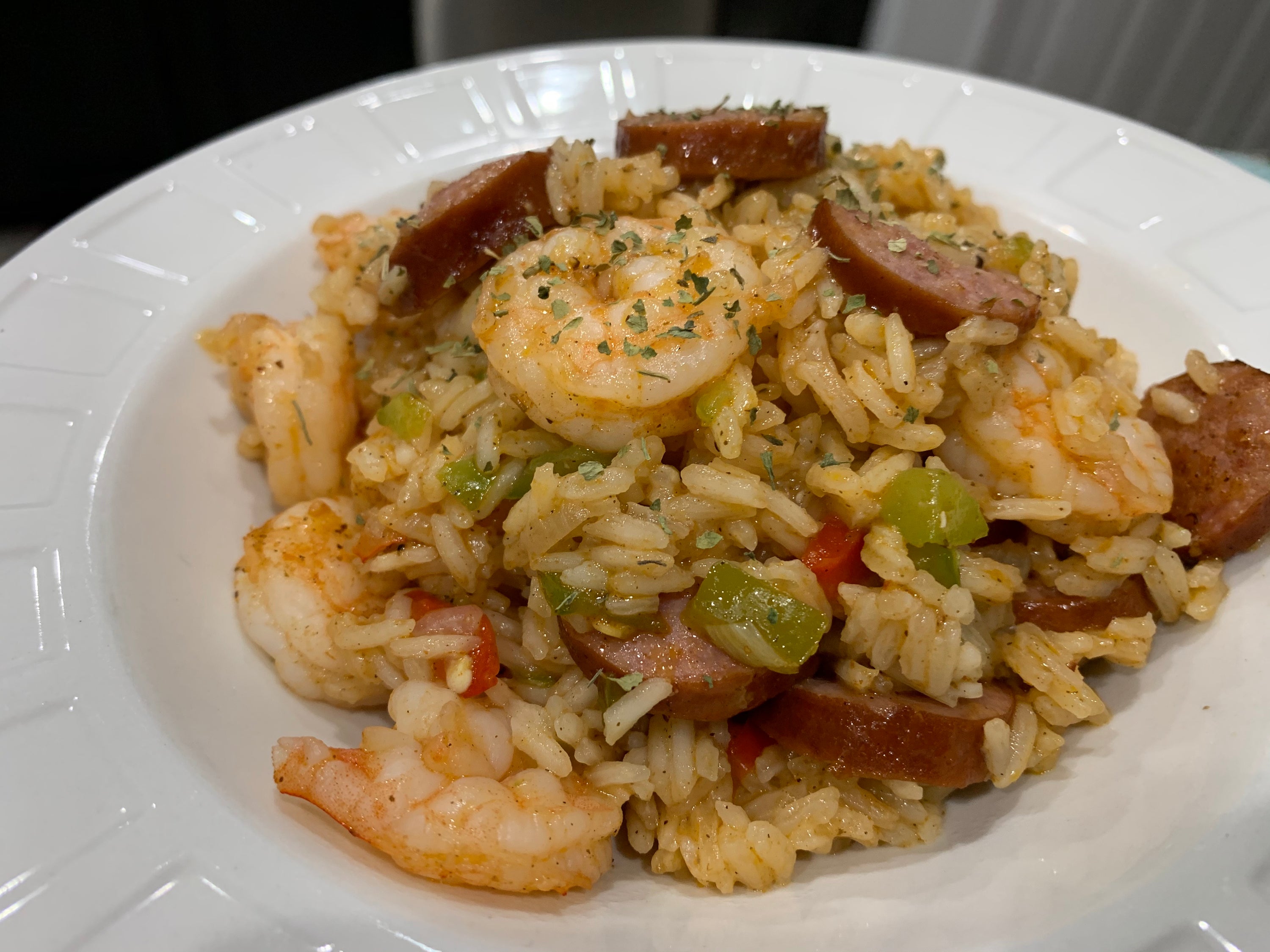 Chilau Jambalaya with Jasmine Rice Shrimp and Sausage